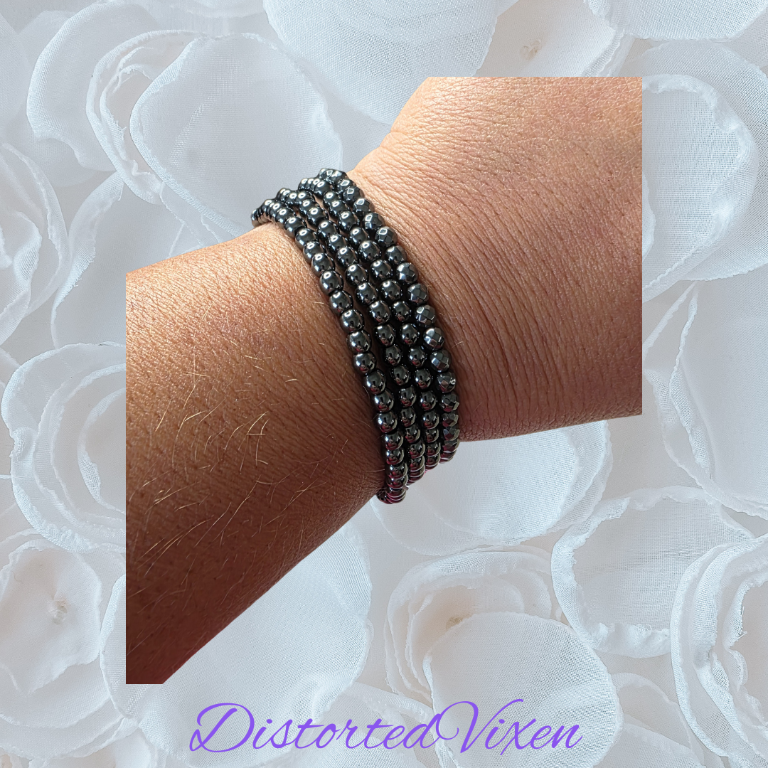 5mm Hematite Beaded Bracelet – Grounding & Protection – Stretch Crystal Bracelet – Unisex Minimalist Jewelry