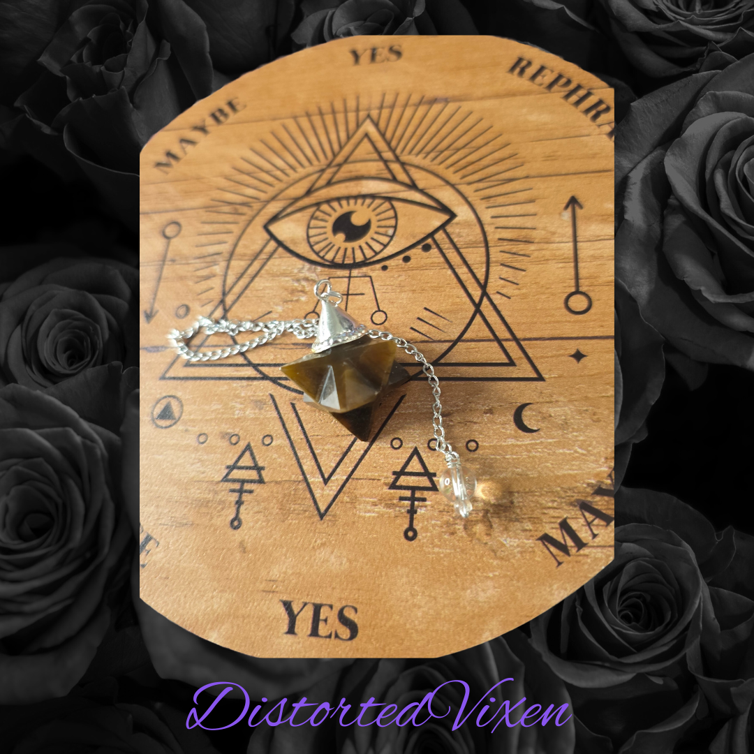 Tiger’s Eye Merkaba Pendulum • Crystal Dowsing Tool • Divination