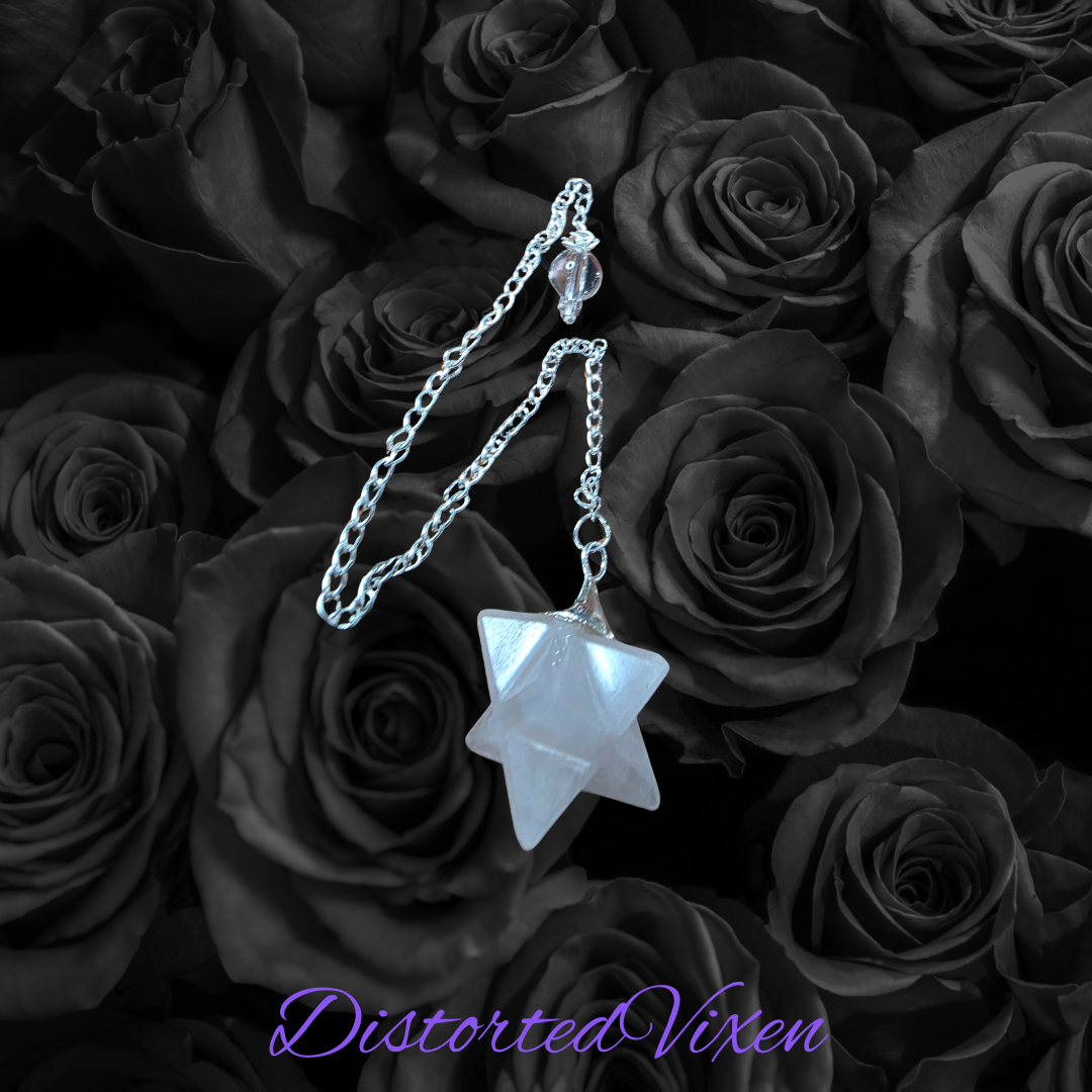 Light Rose Quartz Merkaba Pendulum • Crystal Star Pendulum for Divination • Soft Witch Tools • Rose Quartz Merkaba