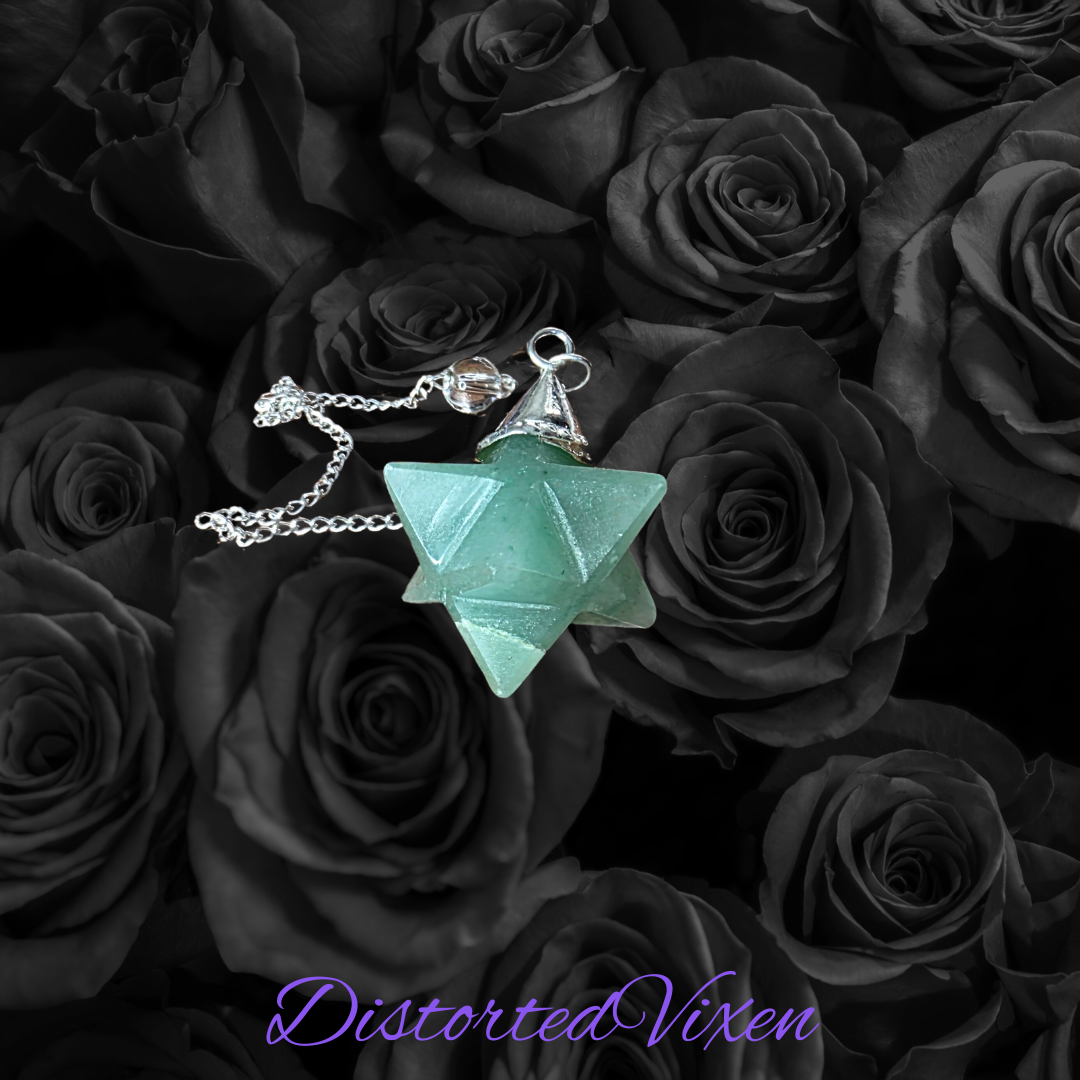Green Aventurine Merkaba Pendulum • Crystal Star Necklace • Witchy Divination Tool • Chakra Healing Jewelry • Spiritual Pendulum for Readings