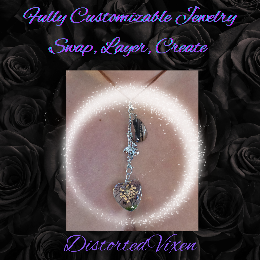 π Tree of Life & Dragon Charm Necklace with Glass Teardrop | Forged from Fire Collection by Distorted Vixeny Distorted Vixen
