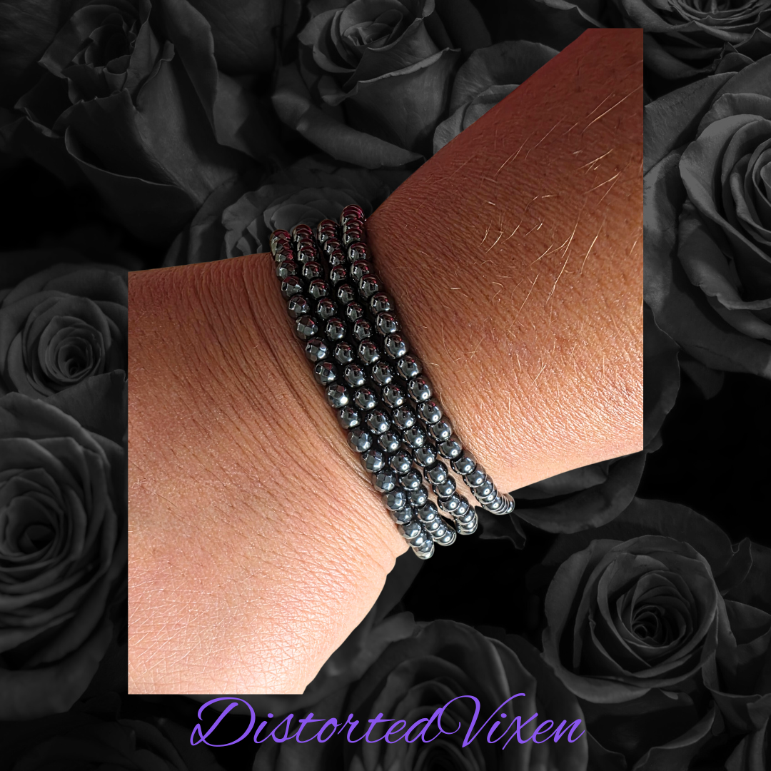 5mm Hematite Beaded Bracelet – Grounding & Protection – Stretch Crystal Bracelet – Unisex Minimalist Jewelry