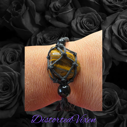 Tiger’s Eye Protection Talisman | Hand-Knotted Macramé Bracelet | Grounding Crystal Jewelry (Copy)