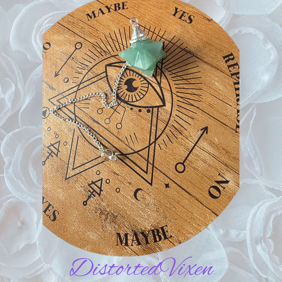 Green Aventurine Merkaba Pendulum • Crystal Star Necklace • Witchy Divination Tool • Chakra Healing Jewelry • Spiritual Pendulum for Readings