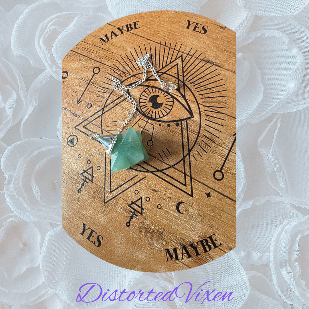 Green Aventurine Merkaba Pendulum • Crystal Star Necklace • Witchy Divination Tool • Chakra Healing Jewelry • Spiritual Pendulum for Readings