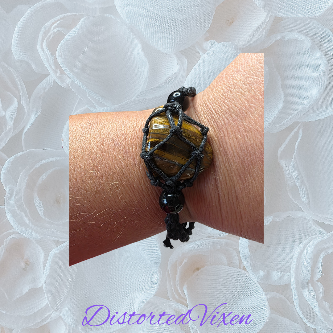Tiger’s Eye Protection Talisman | Hand-Knotted Macramé Bracelet | Grounding Crystal Jewelry (Copy)