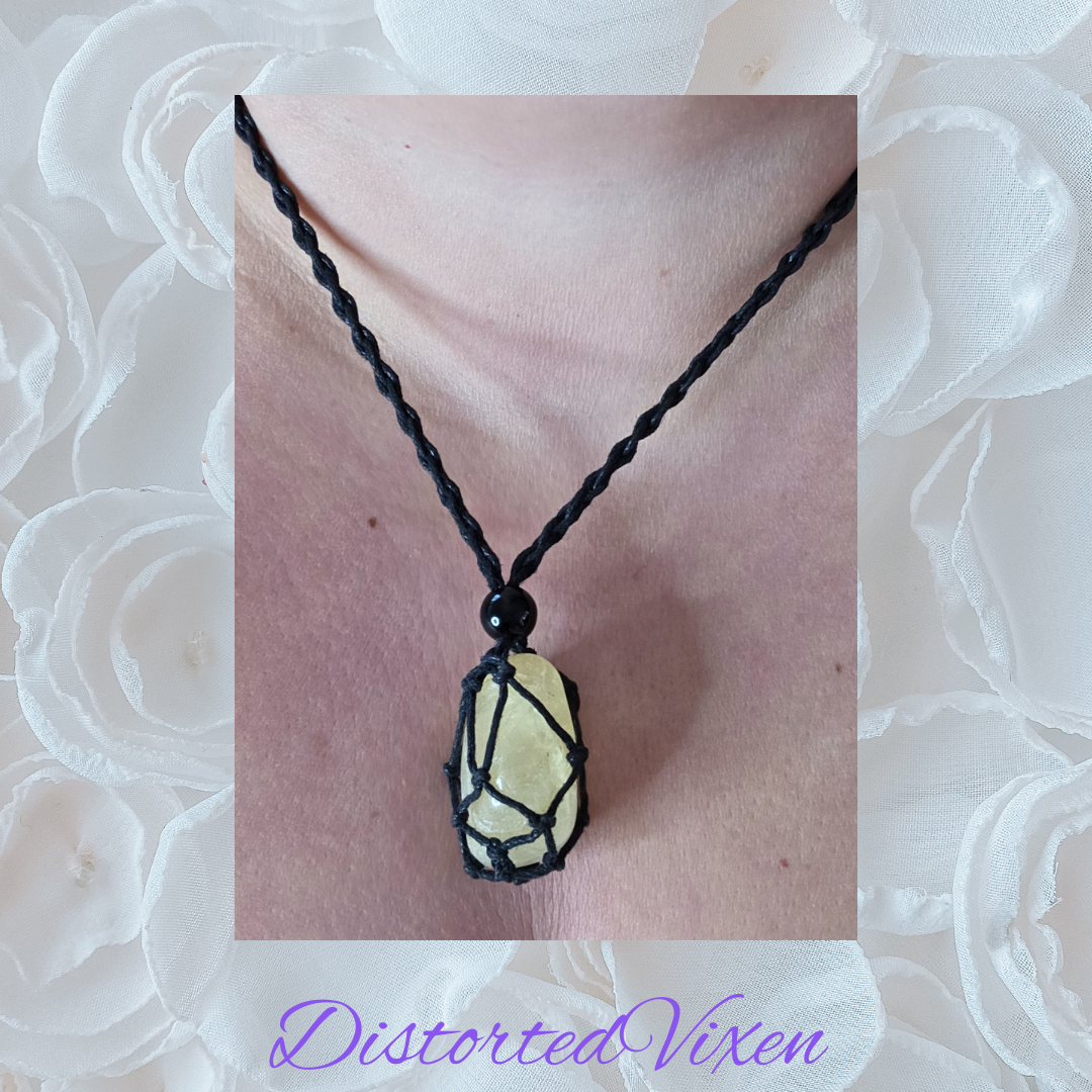 Citrine Confidence Necklace • Adjustable Macramé Pendant • Manifestation & Attraction Crystal Jewelry