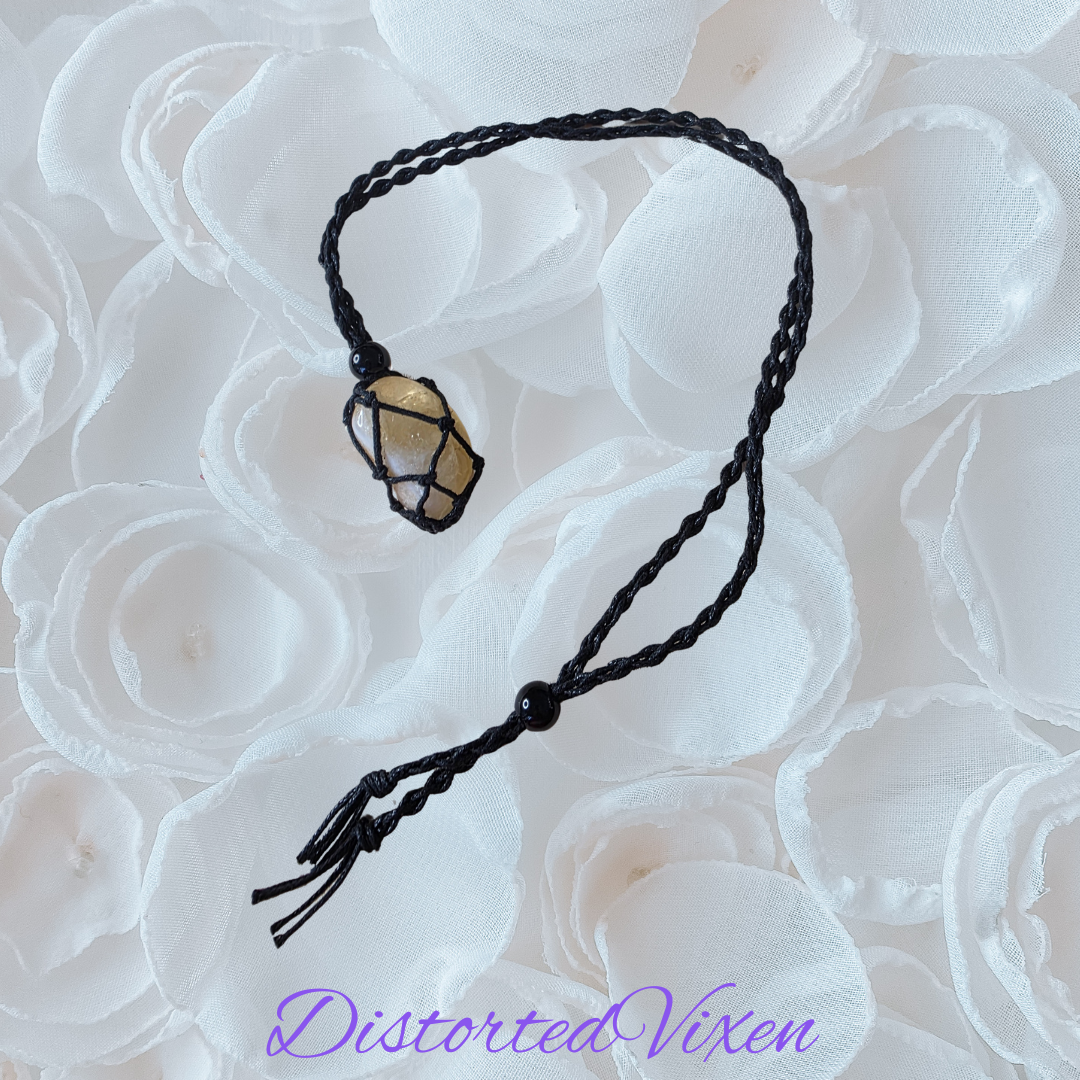 Citrine Confidence Necklace • Adjustable Macramé Pendant • Manifestation & Attraction Crystal Jewelry