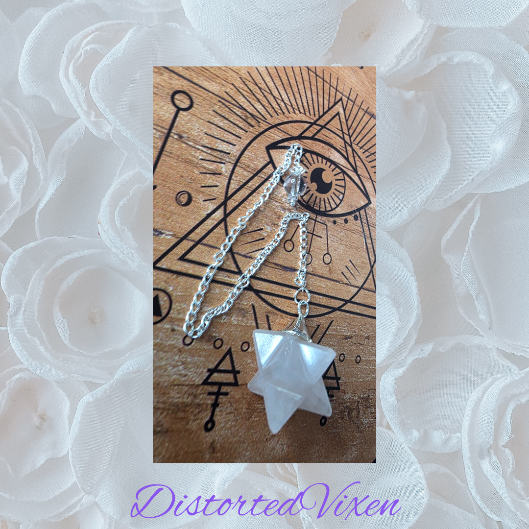 Light Rose Quartz Merkaba Pendulum • Crystal Star Pendulum for Divination • Soft Witch Tools • Rose Quartz Merkaba