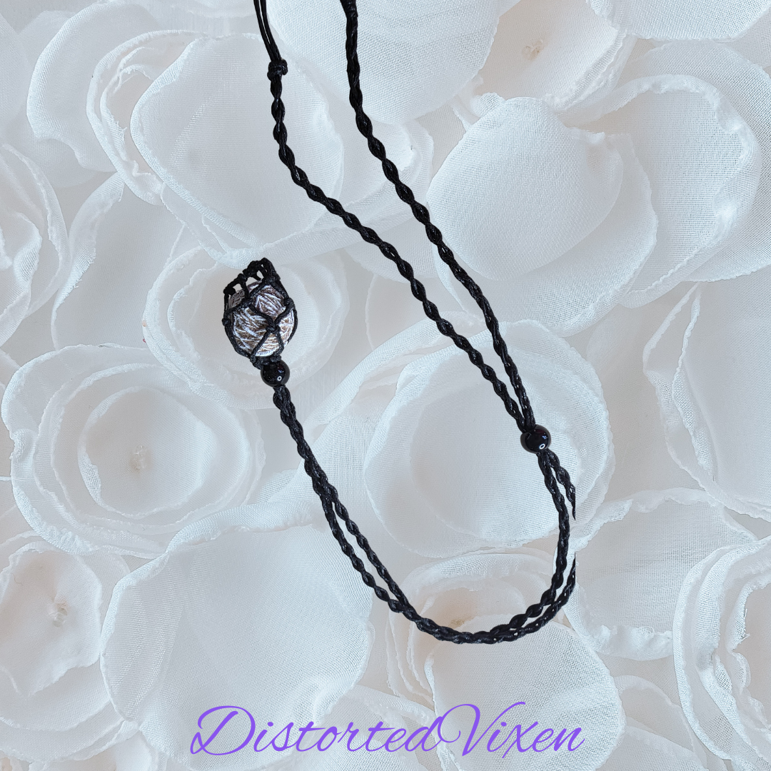 Desert Rose Crystal Necklace – Adjustable Macramé Pouch – Protection & Clarity Jewelry
