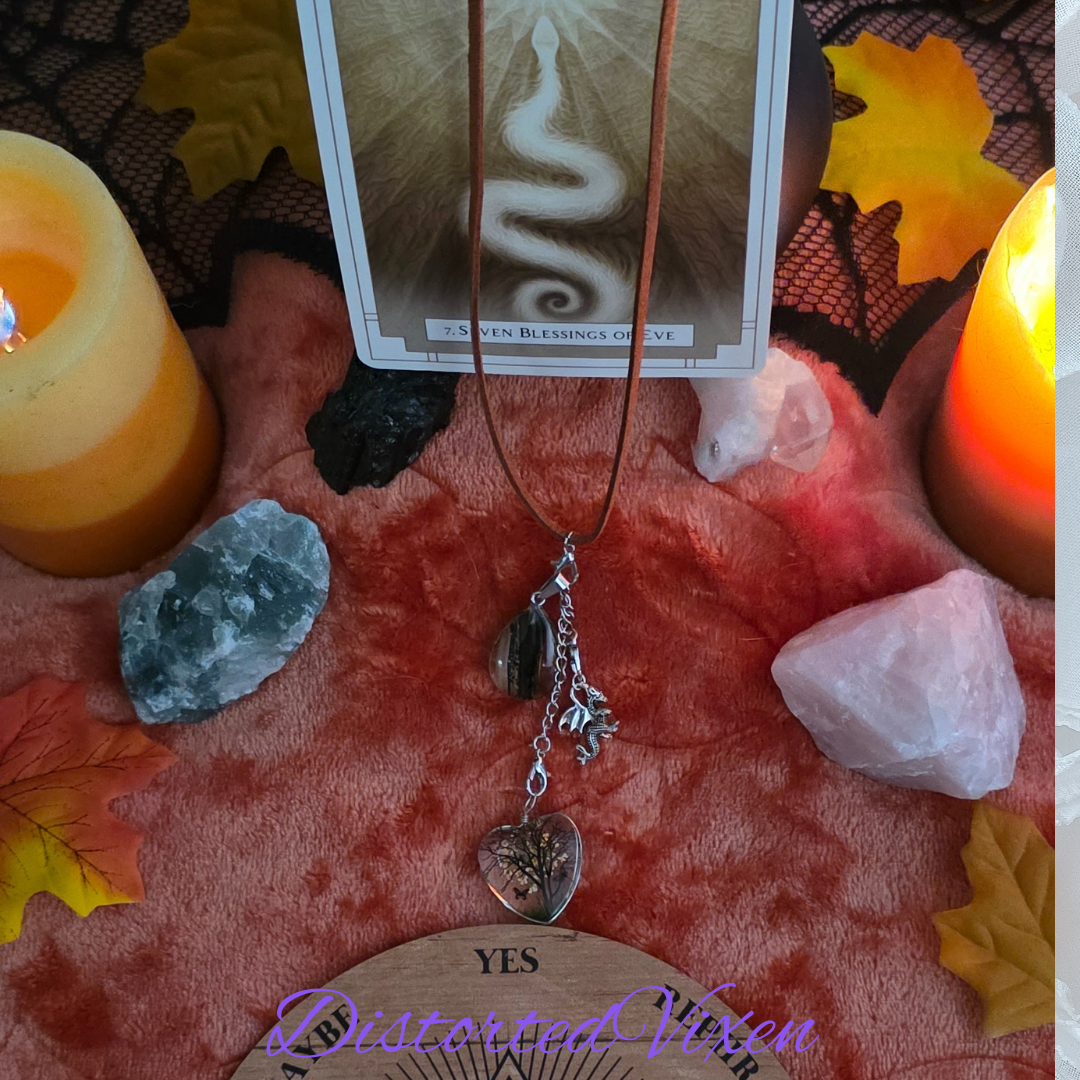 🐉 Tree of Life & Dragon Charm Necklace with Glass Teardrop | Forged from Fire Collection by Distorted Vixeny Distorted Vixen