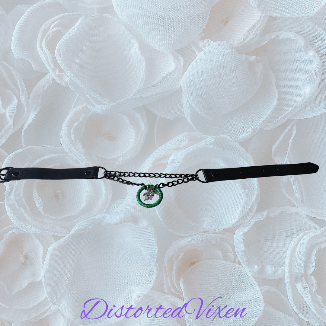 Green Wrapped Dragon Choker – Double Chain Gothic Collar