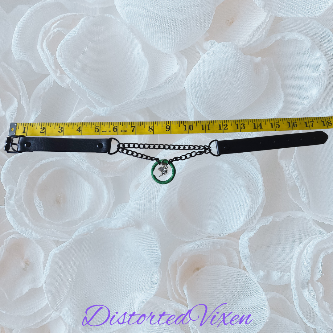 Green Wrapped Dragon Choker – Double Chain Gothic Collar