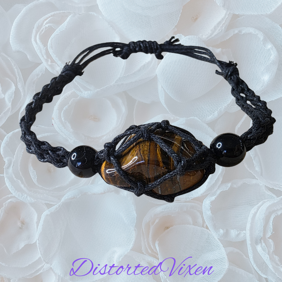 Tiger’s Eye Protection Talisman | Hand-Knotted Macramé Bracelet | Grounding Crystal Jewelry (Copy)