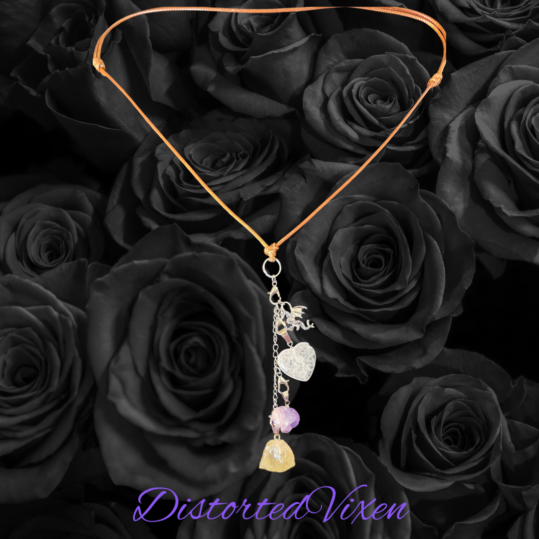 Amethyst, Citrine & Quartz Dragon Necklace – Fully Customizable Crystal Jewelry