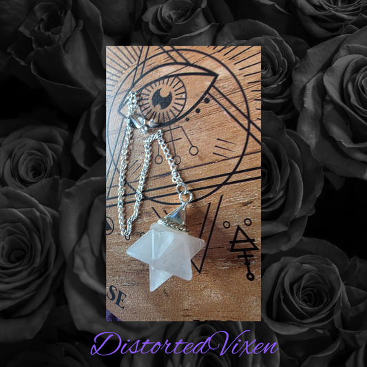 Light Rose Quartz Merkaba Pendulum • Crystal Star Pendulum for Divination • Soft Witch Tools • Rose Quartz Merkaba
