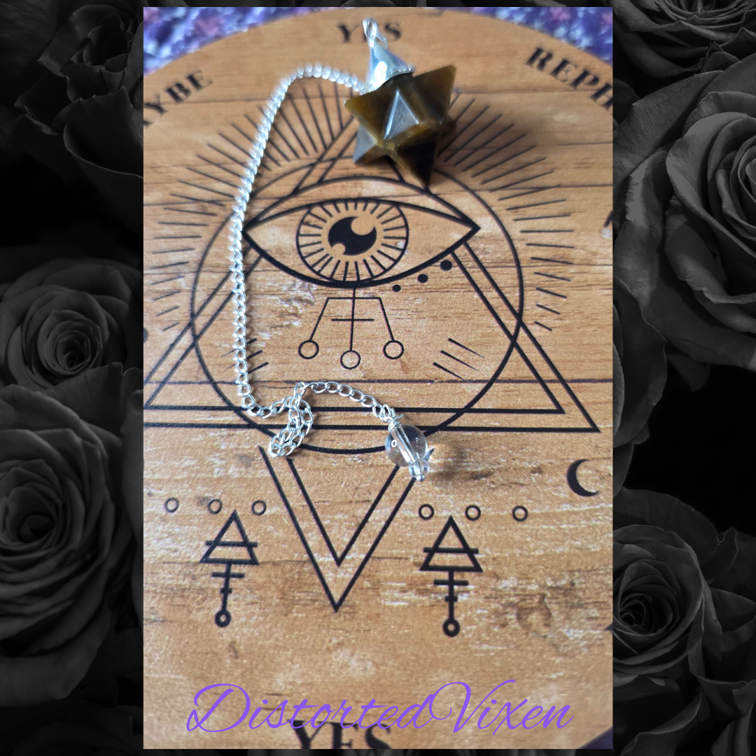 Tiger’s Eye Merkaba Pendulum • Crystal Dowsing Tool • Divination