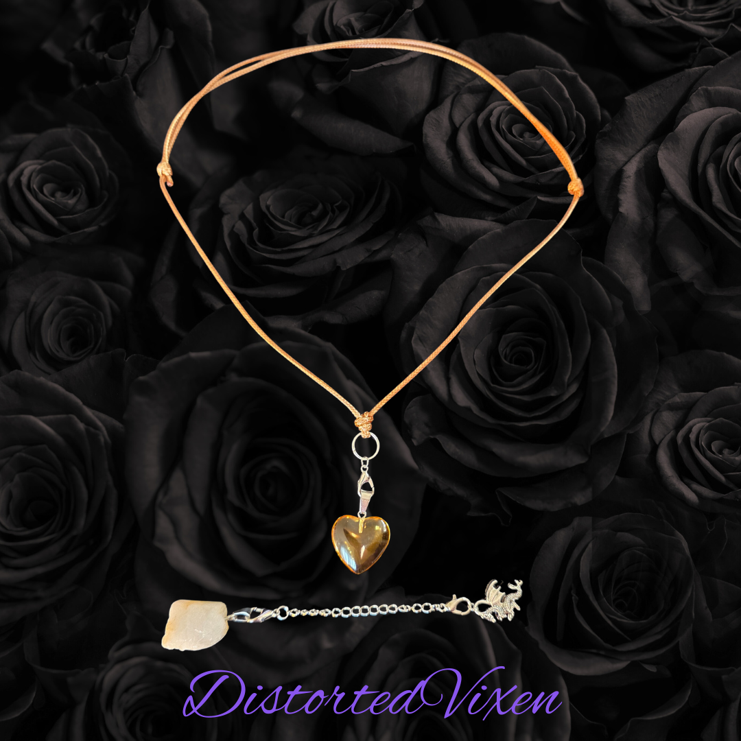 Citrine & Golden Heart Convertible Necklace | Adjustable Cord