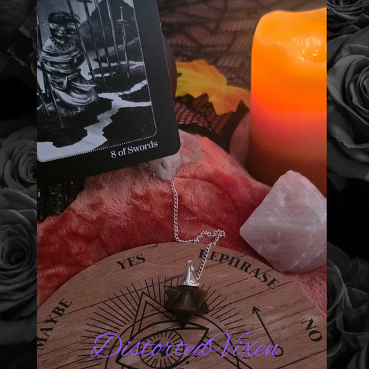 Tiger’s Eye Merkaba Pendulum • Crystal Dowsing Tool • Divination