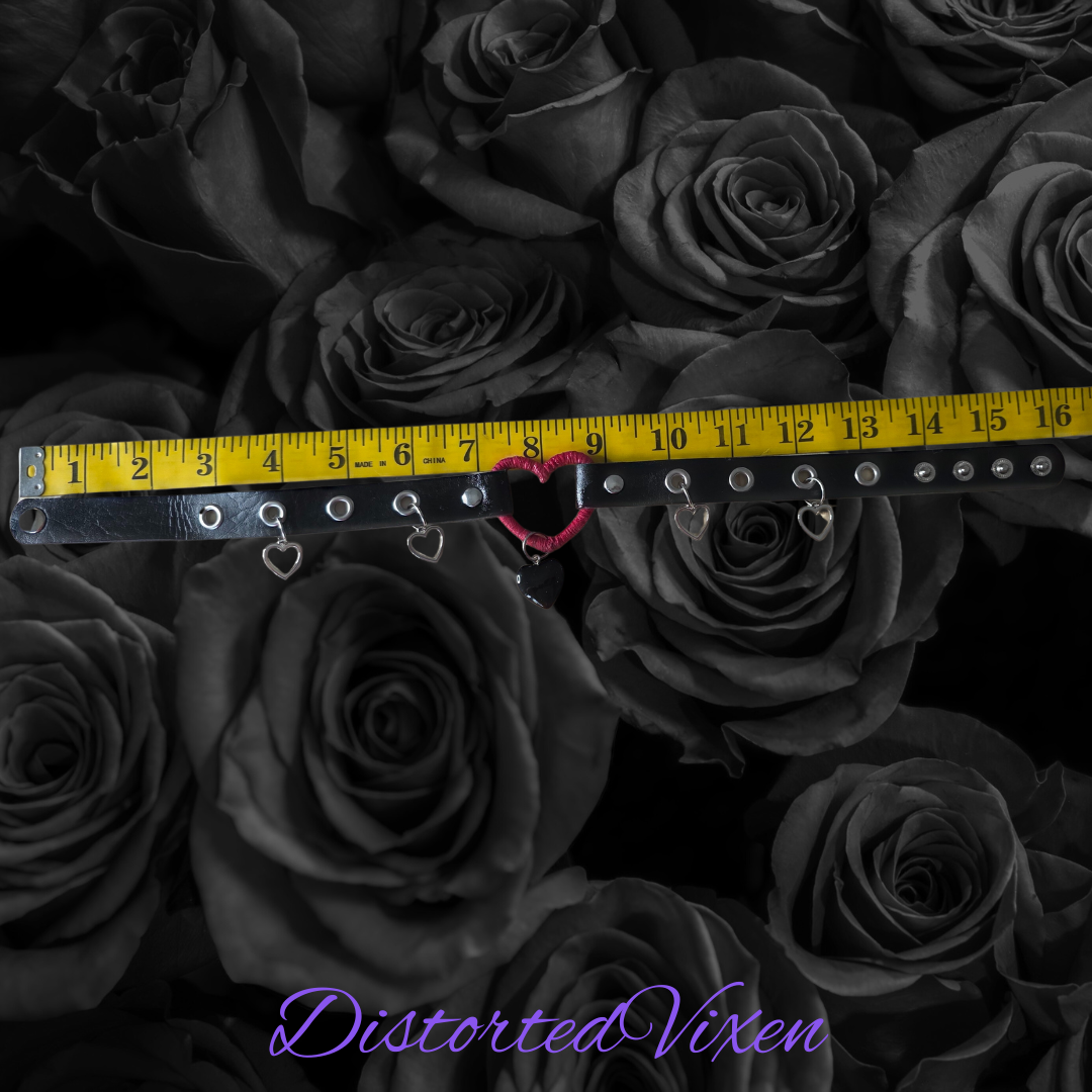 Red Wrapped Heart Choker – Handmade Gothic Heart Charm Collar