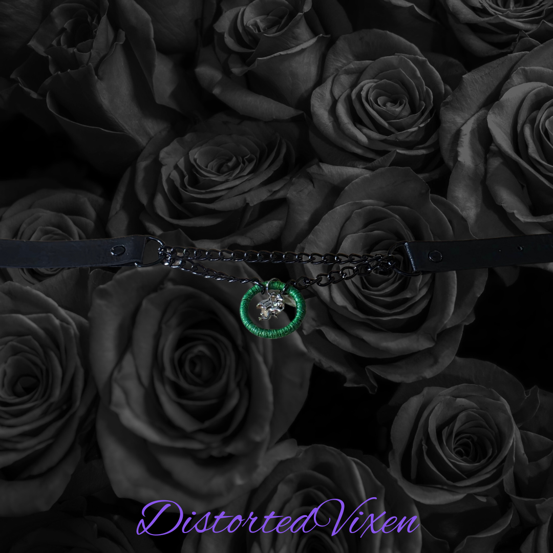 Green Wrapped Dragon Choker – Double Chain Gothic Collar