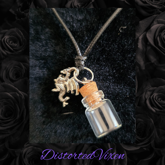 Dragon & Spell Bottle Necklace | Fill-With-Your-Own Magic Necklace by Distorted Vixen