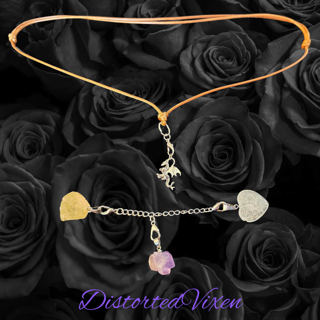 Amethyst, Citrine & Quartz Dragon Necklace – Fully Customizable Crystal Jewelry