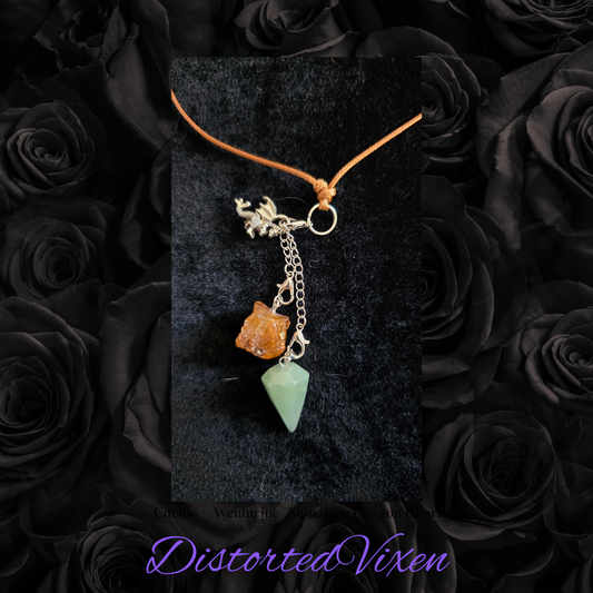 Citrine & Green Aventurine Necklace – Adjustable Crystal Jewelry by Distorted Vixen