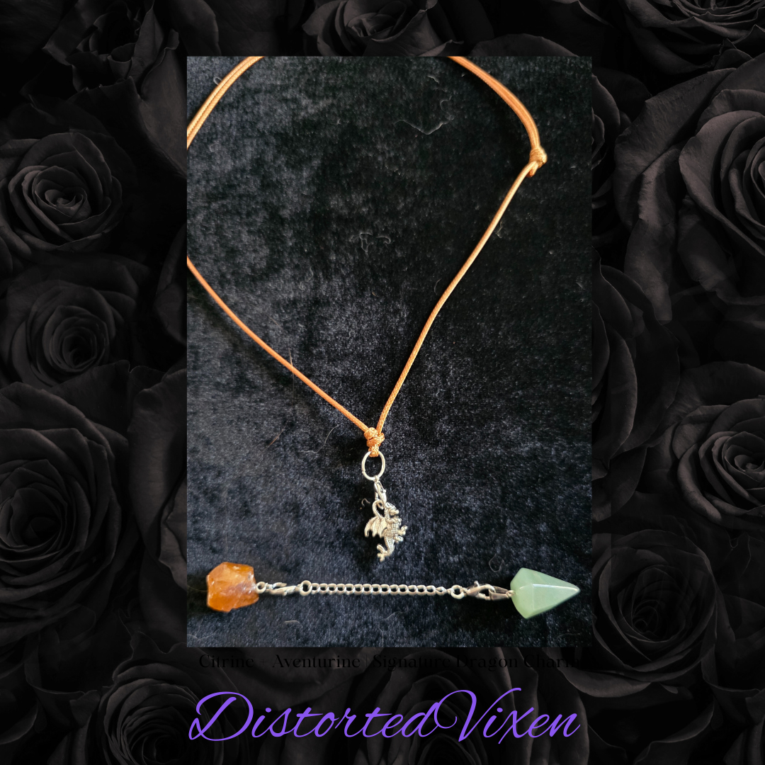 Citrine & Green Aventurine Necklace – Adjustable Crystal Jewelry by Distorted Vixen