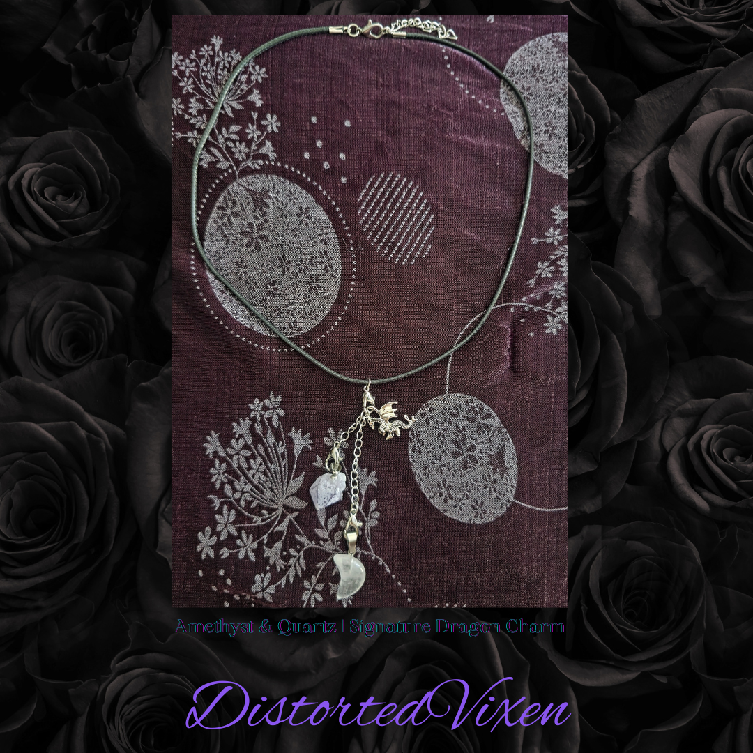 Amethyst & Quartz Adjustable Necklace | Forged from Fire Collection by Distorted Vixen