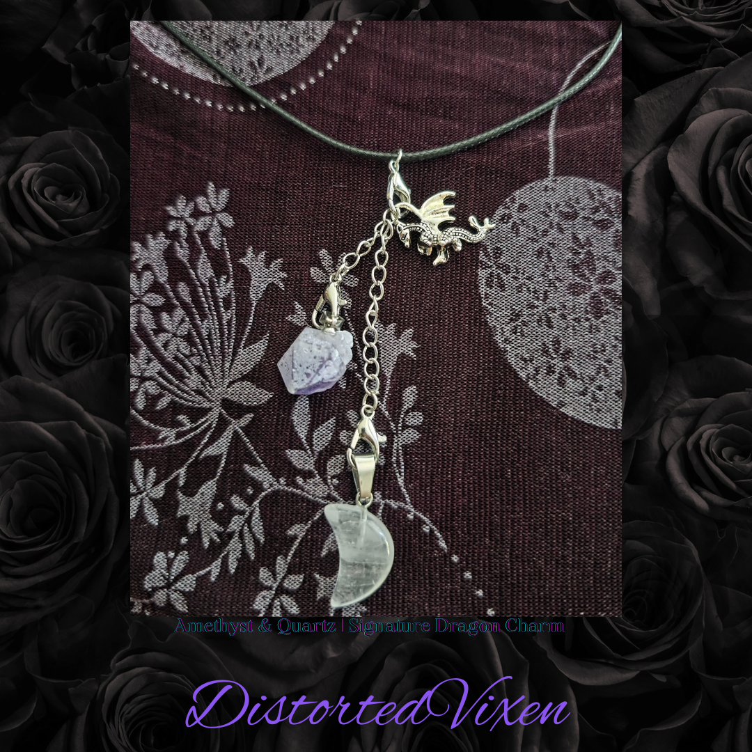 Amethyst & Quartz Adjustable Necklace | Forged from Fire Collection by Distorted Vixen