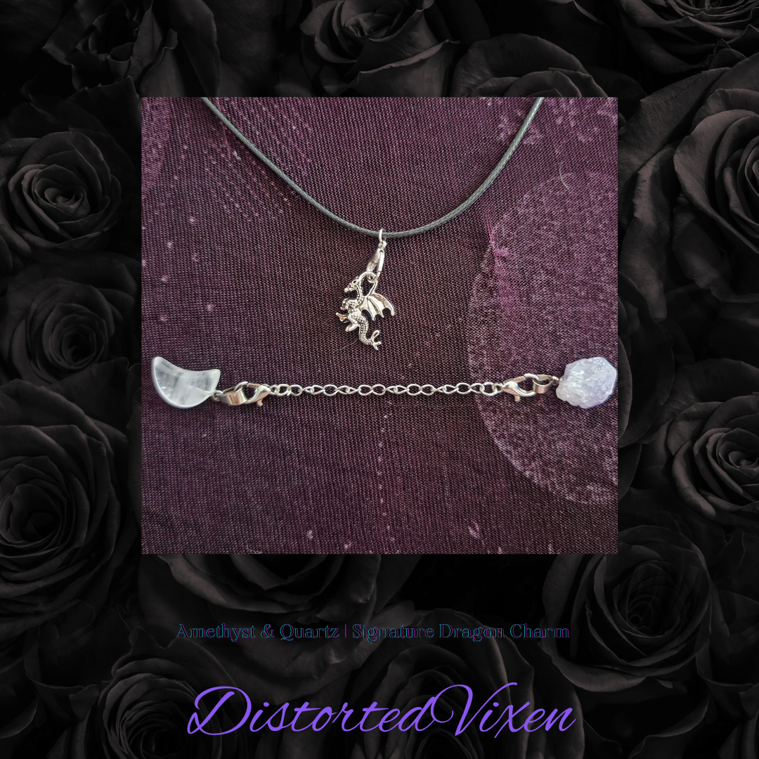 Amethyst & Quartz Adjustable Necklace | Forged from Fire Collection by Distorted Vixen