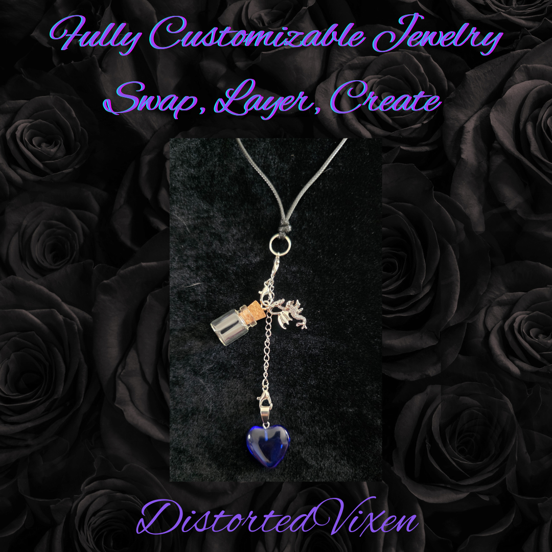 Blue Heart Dragon Charm Necklace | Forged from Fire Collection by Distorted Vixen