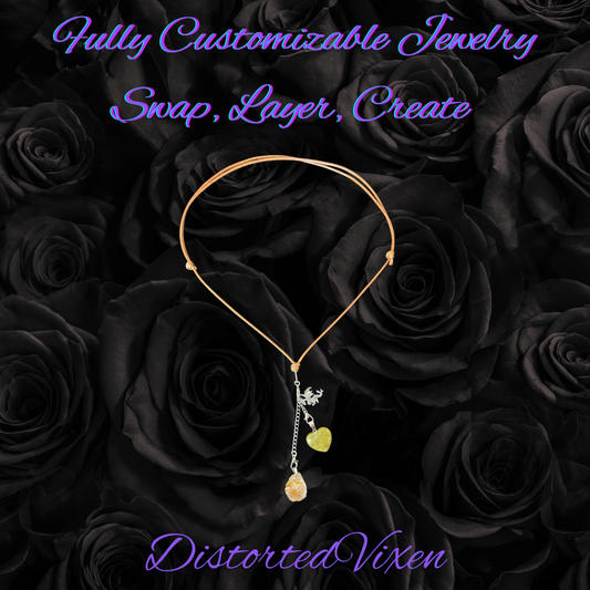 Green Aventurine & Citrine Dragon Charm Convertible Necklace | Adjustable Cord