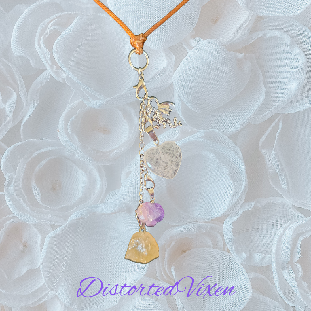 Amethyst, Citrine & Quartz Dragon Necklace – Fully Customizable Crystal Jewelry