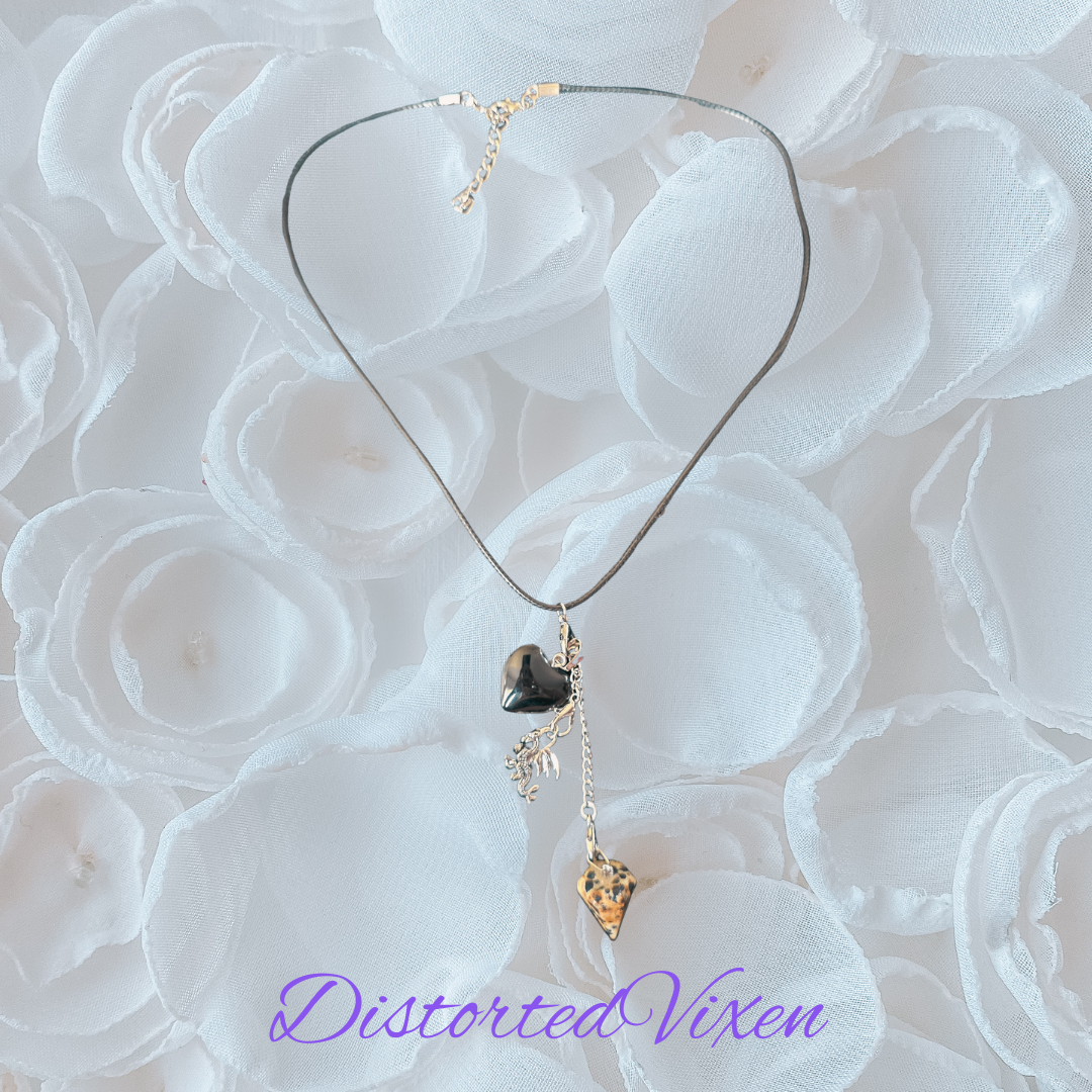 Obsidian Heart Necklace • Dalmatian Jasper Pendulum • Dragon Charm Jewelry