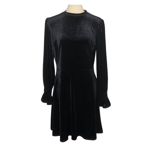 Black Velvet Preloved Long Sleeve Dress – LOFT – Size 6 – Wednesday Addams Goth Vibes