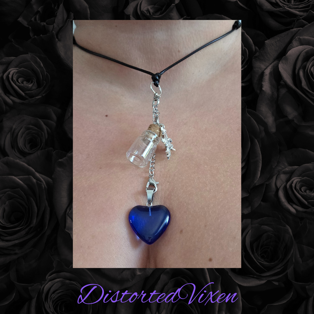 Blue Heart Dragon Charm Necklace | Forged from Fire Collection by Distorted Vixen