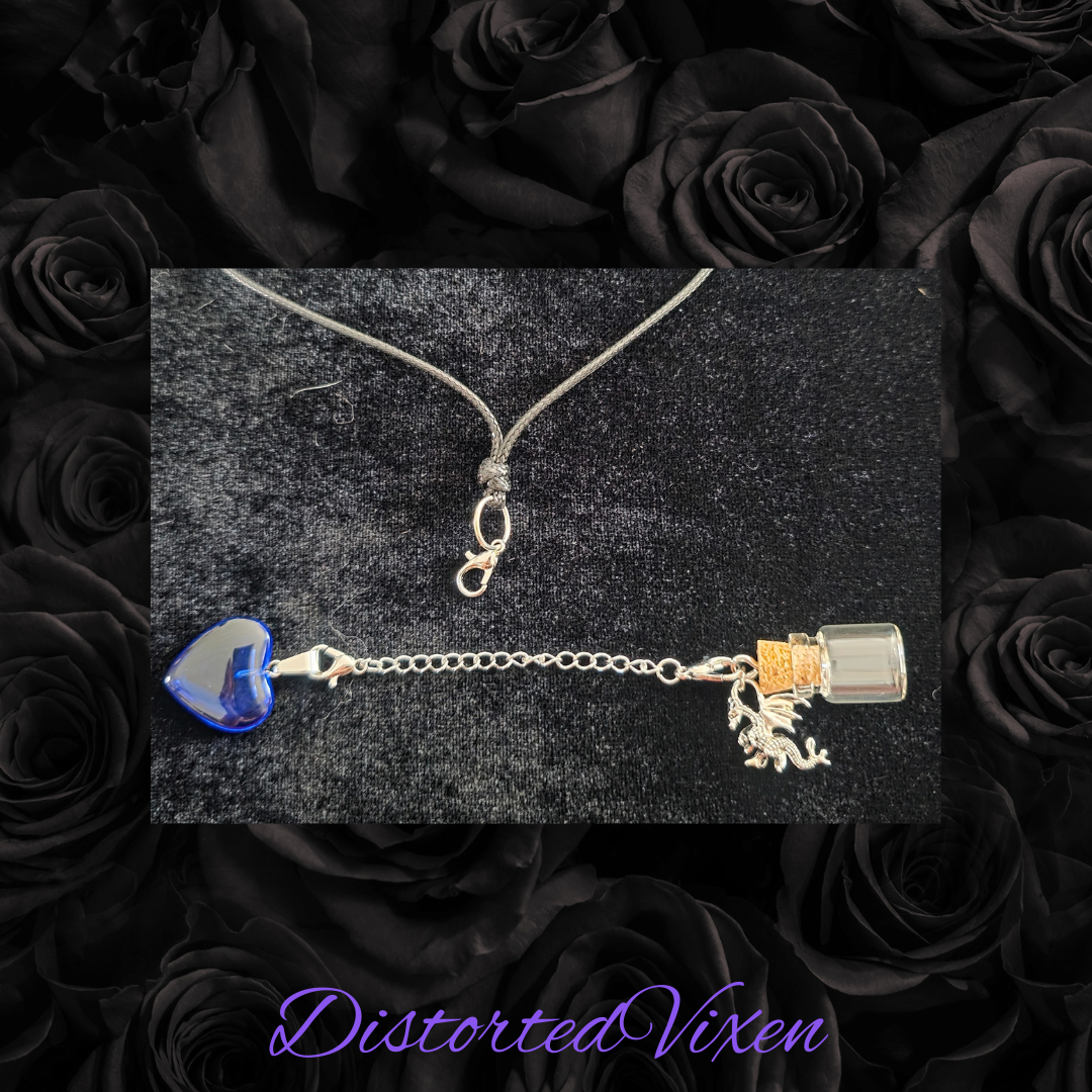 Blue Heart Dragon Charm Necklace | Forged from Fire Collection by Distorted Vixen