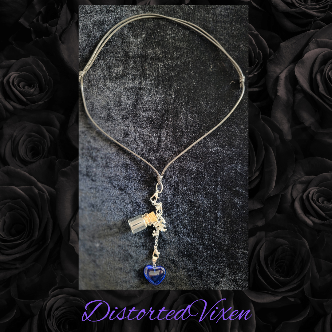Blue Heart Dragon Charm Necklace | Forged from Fire Collection by Distorted Vixen