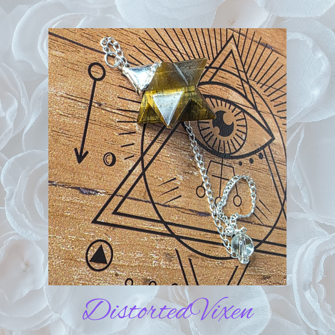 Tiger’s Eye Merkaba Pendulum • Crystal Dowsing Tool • Divination