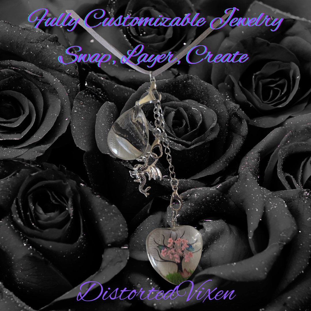 Fully Customizable Charm Necklace, Interchangeable Jewelry, Swap Layer Create Necklace, Gothic Valentine Gift