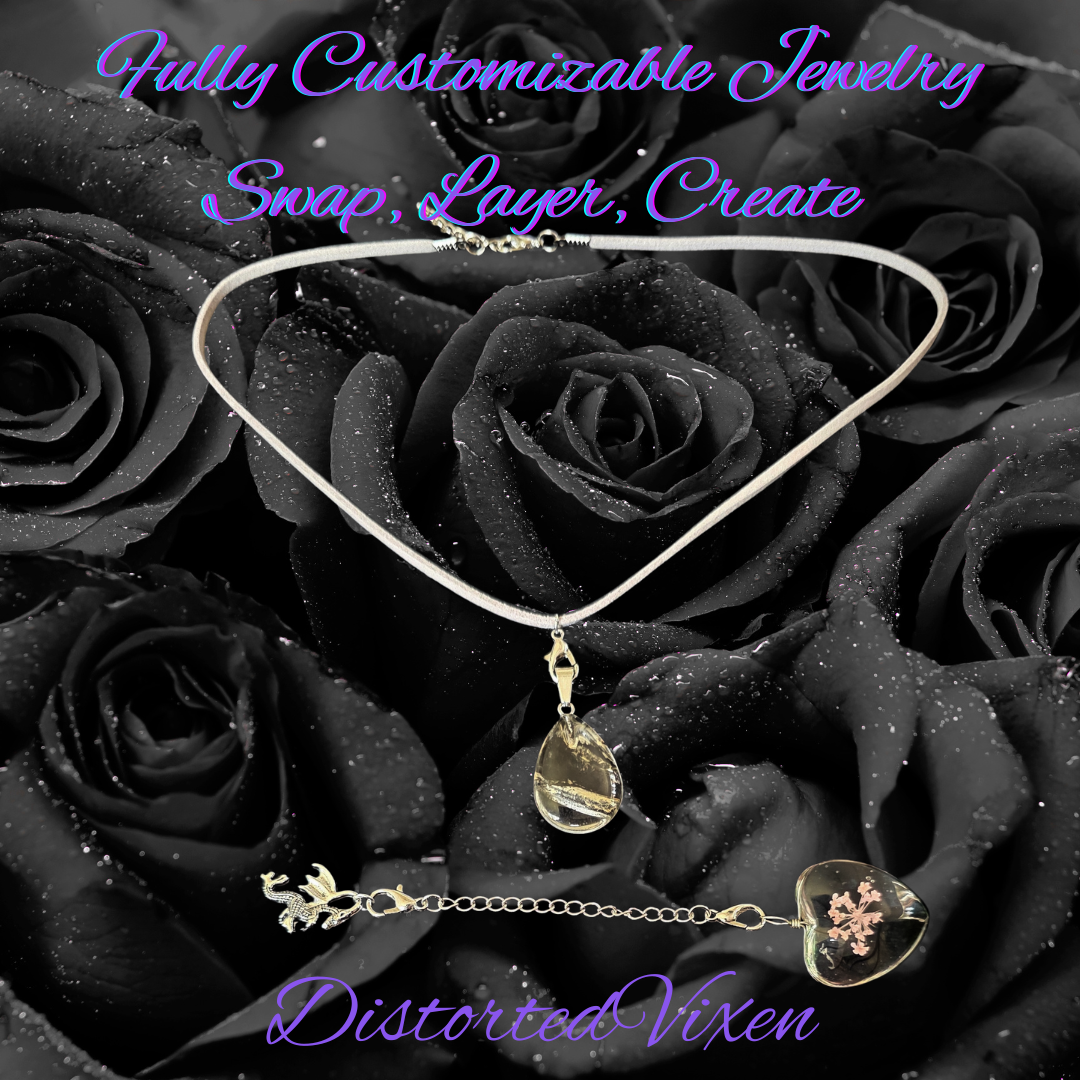 Fully Customizable Charm Necklace, Interchangeable Jewelry, Swap Layer Create Necklace, Gothic Valentine Gift
