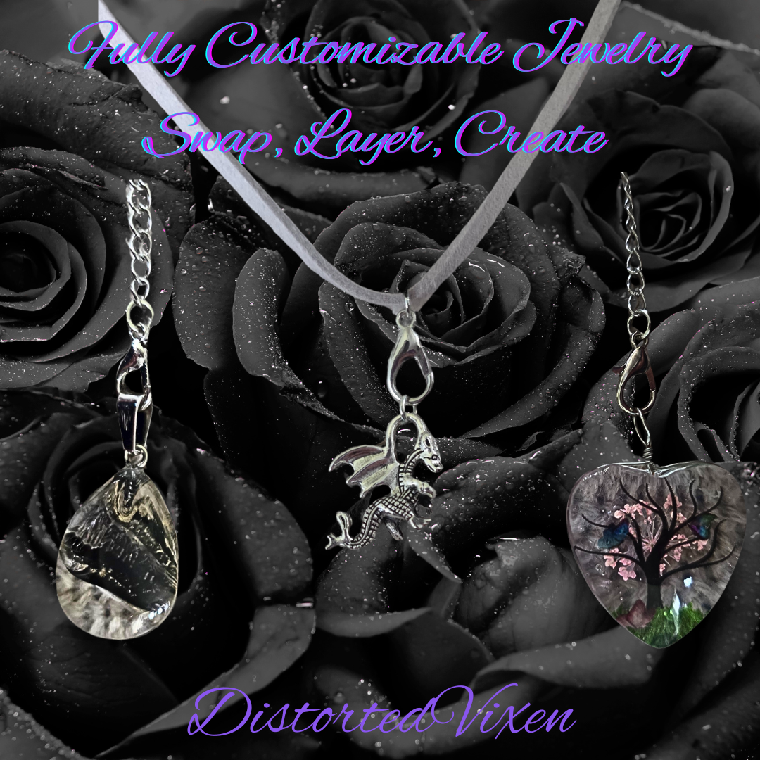 Fully Customizable Charm Necklace, Interchangeable Jewelry, Swap Layer Create Necklace, Gothic Valentine Gift