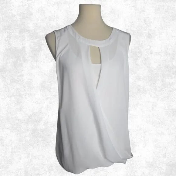 41 Hawthorn Pre loved White Draped Blouse w/ Keyhole Front & Back Tie – Size M